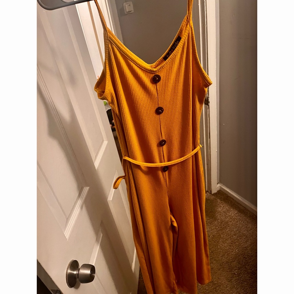 Dark yellow - Wide leg jumpsuit